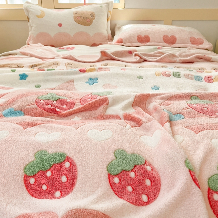 91家纺网 家纺一手货源 找家纺 （总）川悦生活 2025新款高克重双面雪花绒印花毛毯三件套