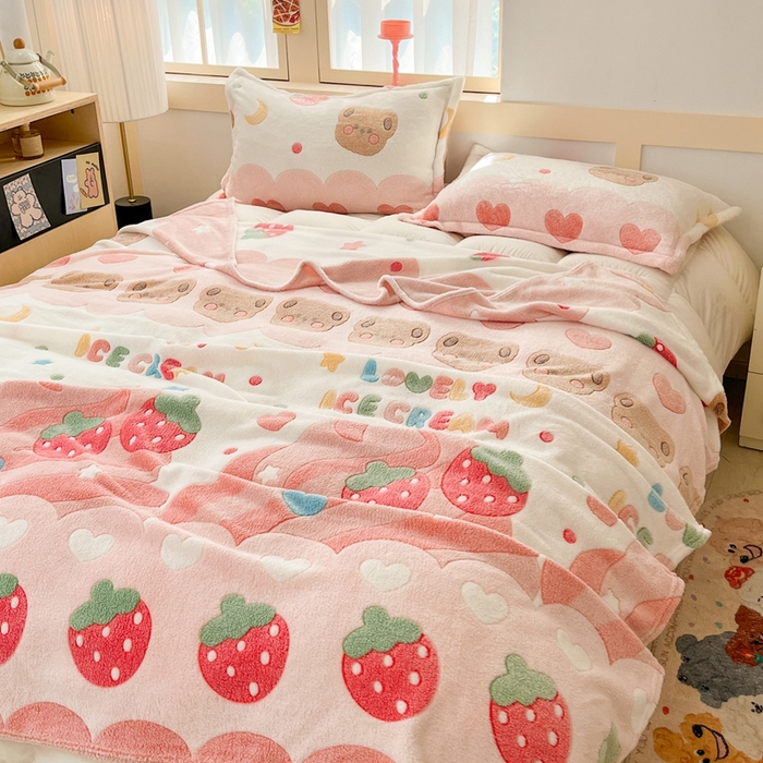 91家纺网 家纺一手货源 找家纺 （总）川悦生活 2025新款高克重双面雪花绒印花毛毯三件套