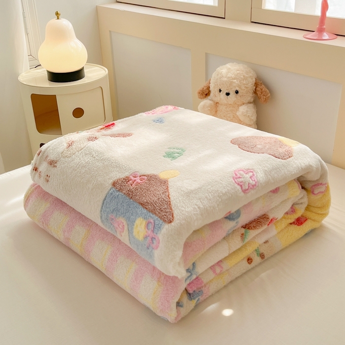 91家纺网 家纺一手货源 找家纺 （总）川悦生活 2025新款高克重双面雪花绒印花毛毯三件套