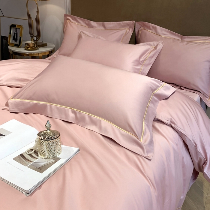 91家纺网 家纺一手货源 找家纺 南泉坊 2025新款50支纯棉贡缎四件套 豆沙