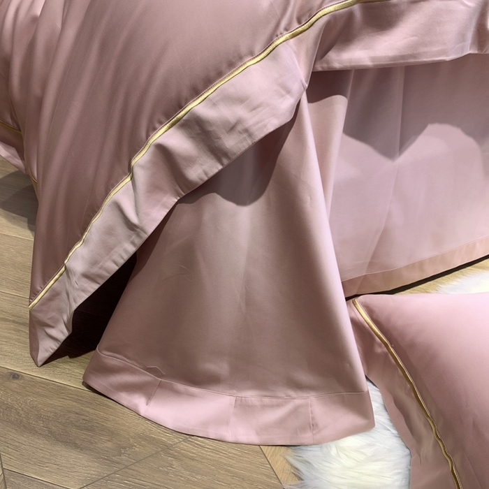 91家纺网 家纺一手货源 找家纺 南泉坊 2025新款50支纯棉贡缎四件套 豆沙