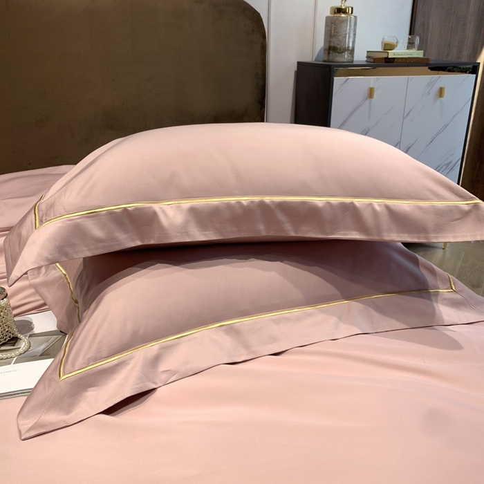 91家纺网 家纺一手货源 找家纺 南泉坊 2025新款50支纯棉贡缎四件套 豆沙