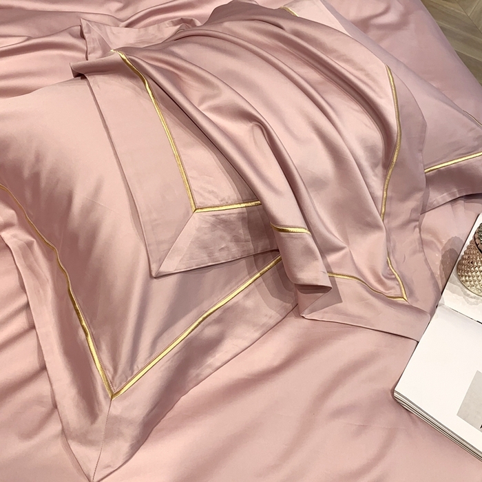 91家纺网 家纺一手货源 找家纺 南泉坊 2025新款50支纯棉贡缎四件套 豆沙