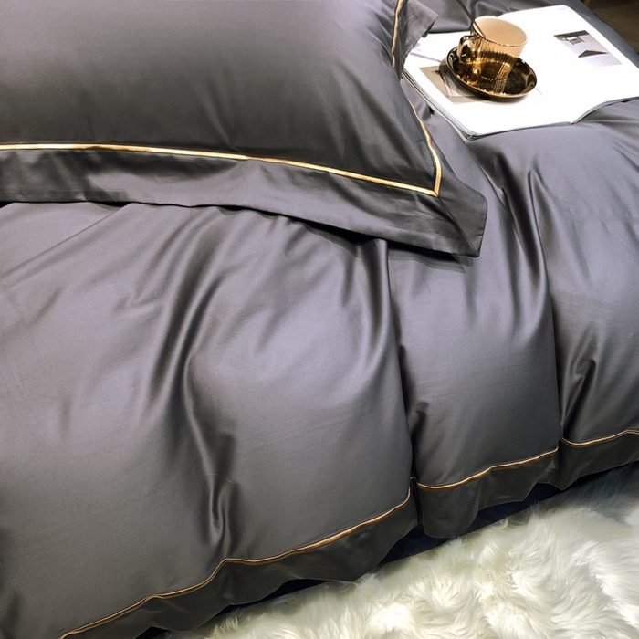 91家纺网 家纺一手货源 找家纺 南泉坊 2025新款50支纯棉贡缎四件套 金属灰