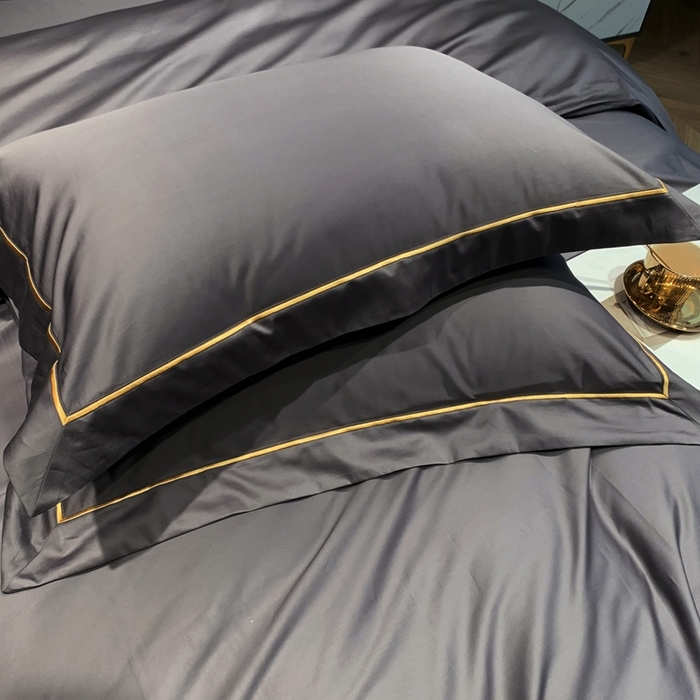 91家纺网 家纺一手货源 找家纺 南泉坊 2025新款50支纯棉贡缎四件套 金属灰