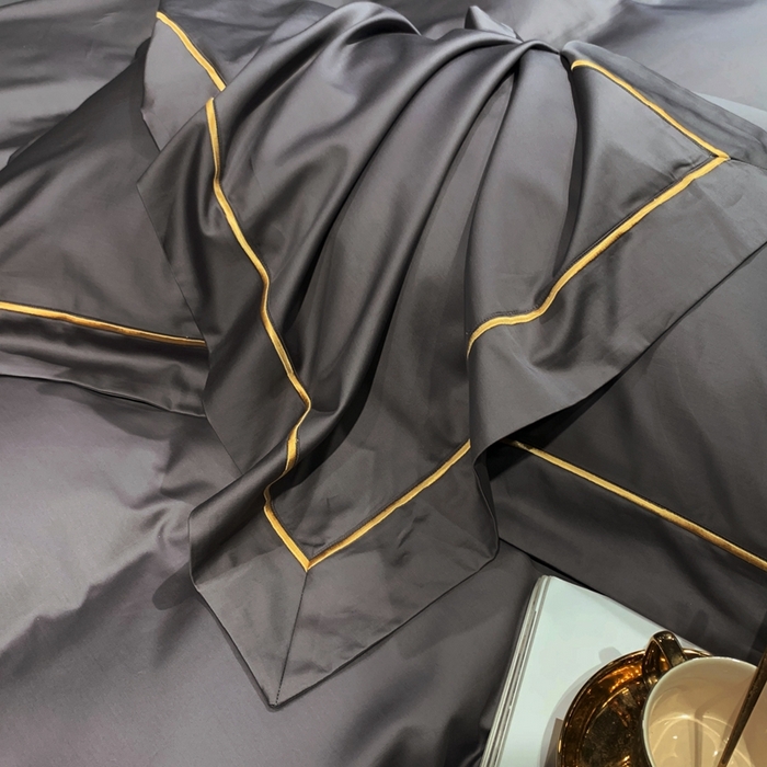 91家纺网 家纺一手货源 找家纺 南泉坊 2025新款50支纯棉贡缎四件套 金属灰