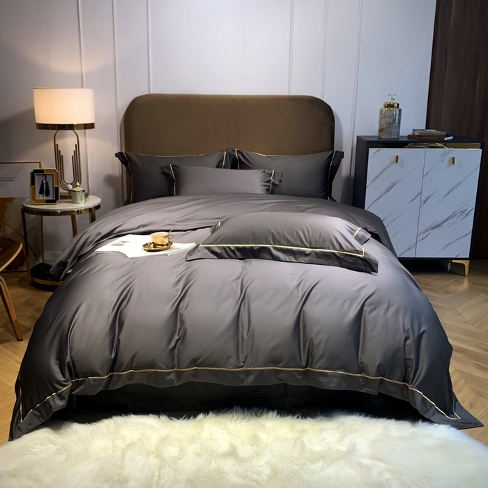 南泉坊 2025新款50支纯棉贡缎四件套 金属灰