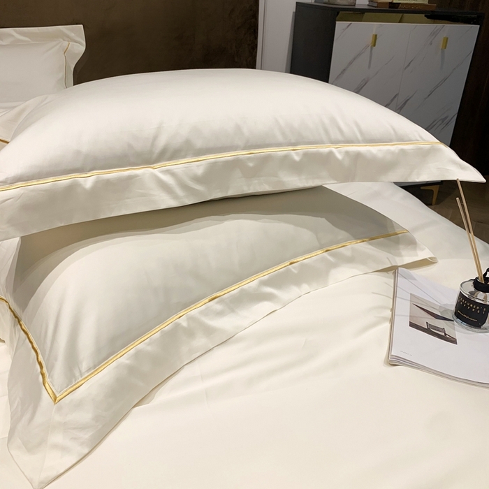 91家纺网 家纺一手货源 找家纺 南泉坊 2025新款50支纯棉贡缎四件套 米白