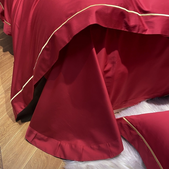 91家纺网 家纺一手货源 找家纺 南泉坊 2025新款50支纯棉贡缎四件套 千禧红