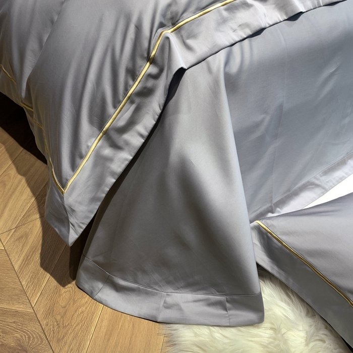 91家纺网 家纺一手货源 找家纺 南泉坊 2025新款50支纯棉贡缎四件套 浅银灰