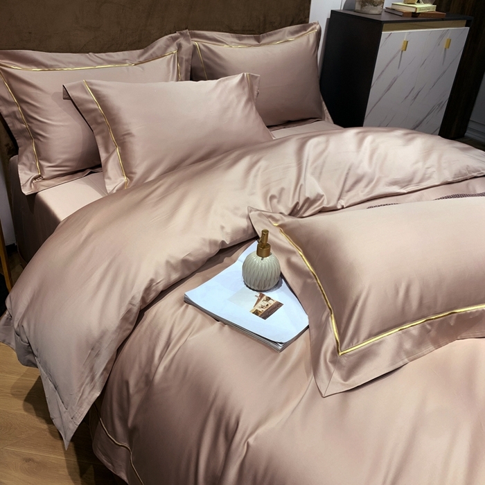 91家纺网 家纺一手货源 找家纺 南泉坊 2025新款50支纯棉贡缎四件套 晏紫