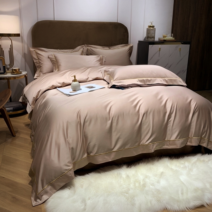 91家纺网 家纺一手货源 找家纺 南泉坊 2025新款50支纯棉贡缎四件套 晏紫