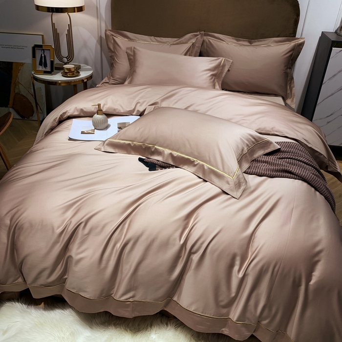 91家纺网 家纺一手货源 找家纺 南泉坊 2025新款50支纯棉贡缎四件套 晏紫