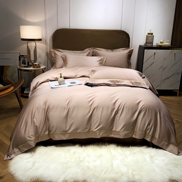 南泉坊 2025新款50支纯棉贡缎四件套 晏紫