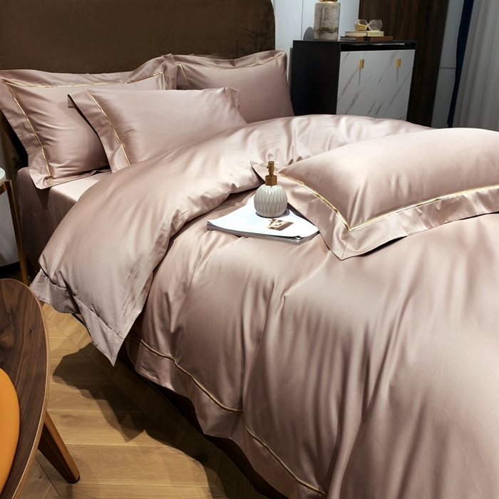 91家纺网 家纺一手货源 找家纺 南泉坊 2025新款50支纯棉贡缎四件套 晏紫