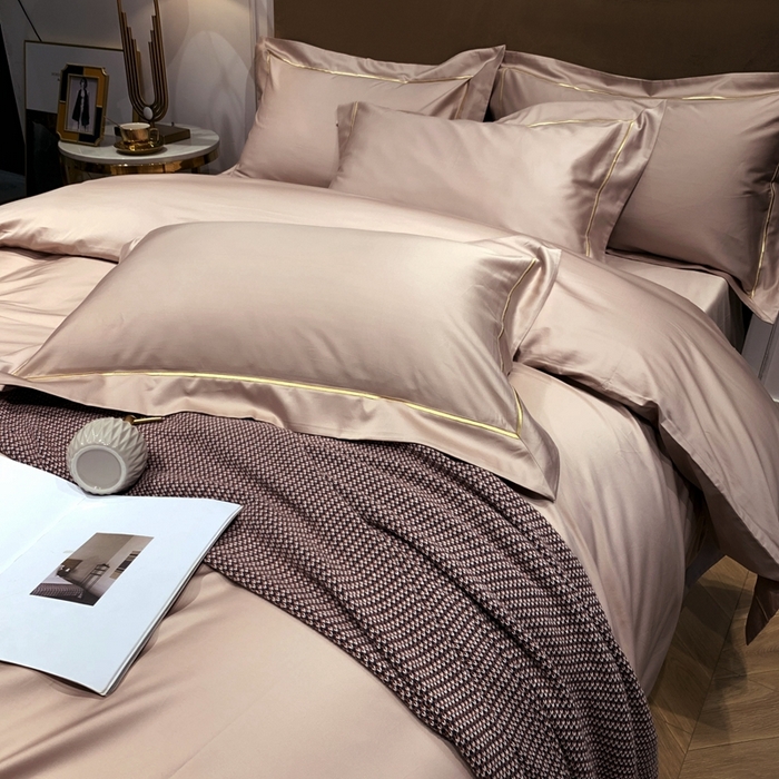 91家纺网 家纺一手货源 找家纺 南泉坊 2025新款50支纯棉贡缎四件套 晏紫