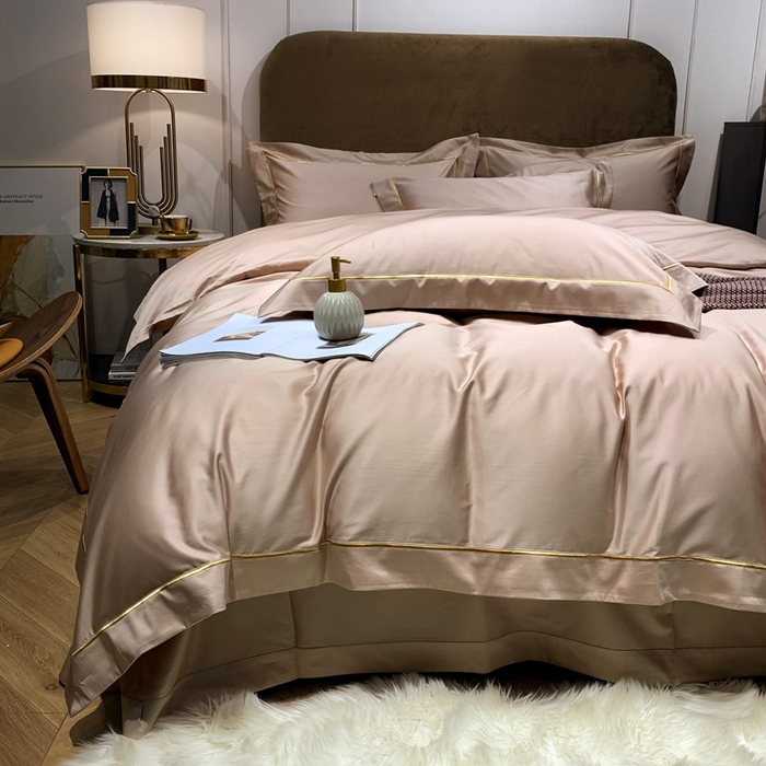 91家纺网 家纺一手货源 找家纺 南泉坊 2025新款50支纯棉贡缎四件套 晏紫