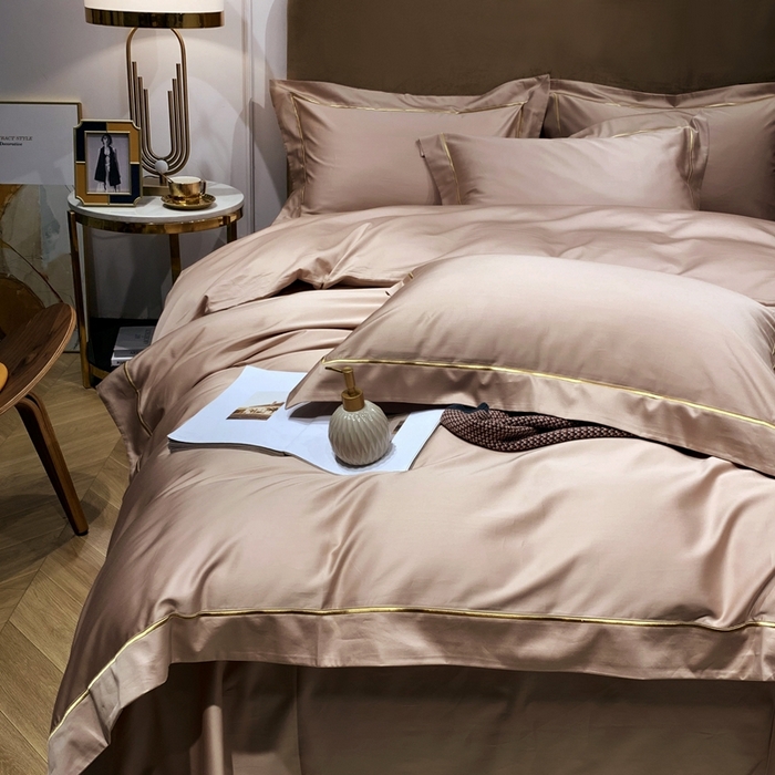 91家纺网 家纺一手货源 找家纺 南泉坊 2025新款50支纯棉贡缎四件套 晏紫