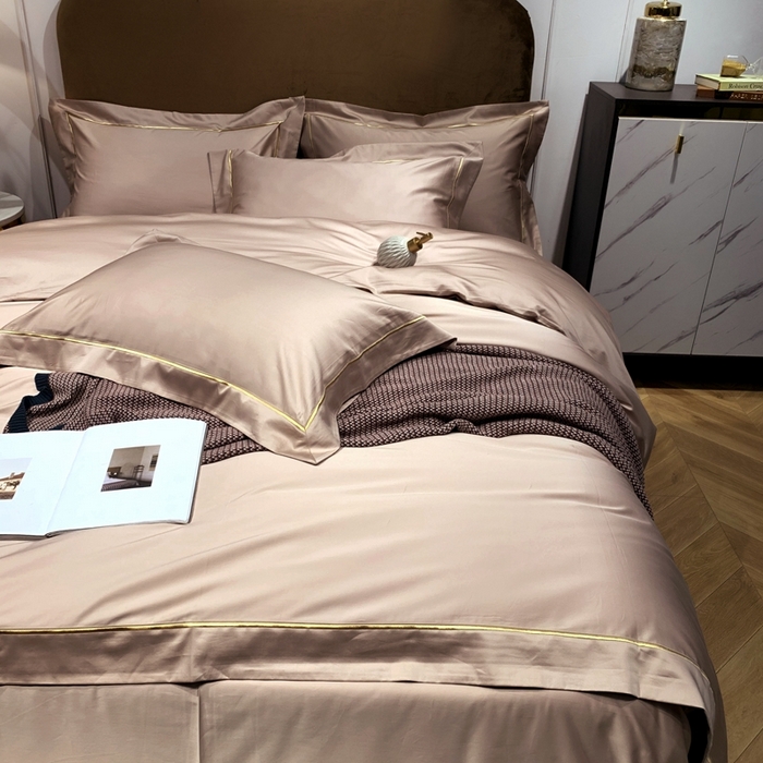 91家纺网 家纺一手货源 找家纺 南泉坊 2025新款50支纯棉贡缎四件套 晏紫