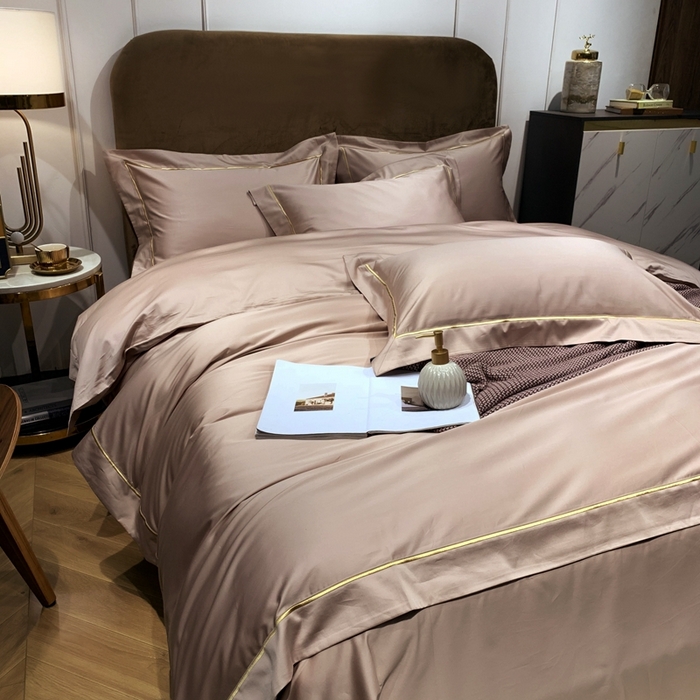 91家纺网 家纺一手货源 找家纺 南泉坊 2025新款50支纯棉贡缎四件套 晏紫