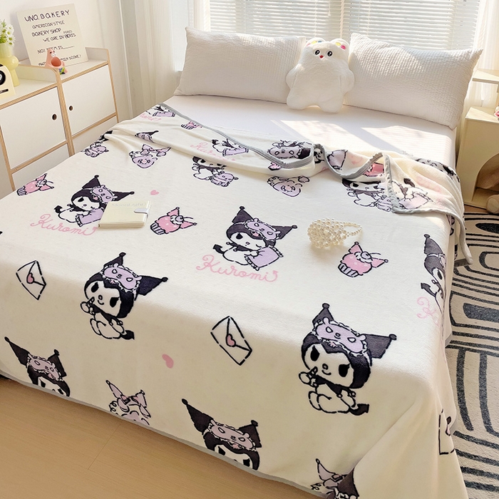 91家纺网 家纺一手货源 找家纺 港岛妹妹 2025新款三丽鸥牛奶绒毛毯毯子 波点库洛米