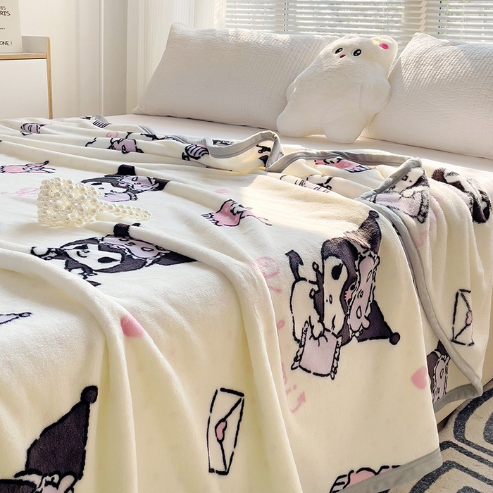 91家纺网 家纺一手货源 找家纺 港岛妹妹 2025新款三丽鸥牛奶绒毛毯毯子 波点库洛米