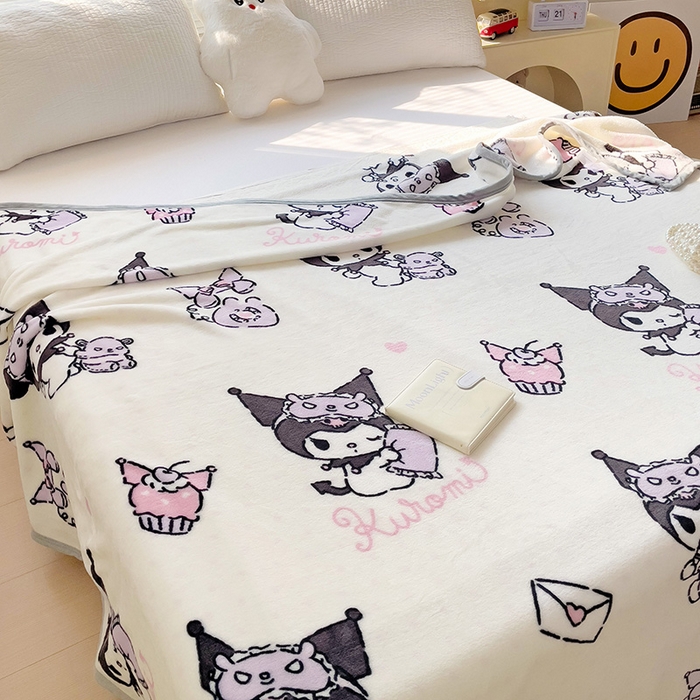 91家纺网 家纺一手货源 找家纺 港岛妹妹 2025新款三丽鸥牛奶绒毛毯毯子 波点库洛米