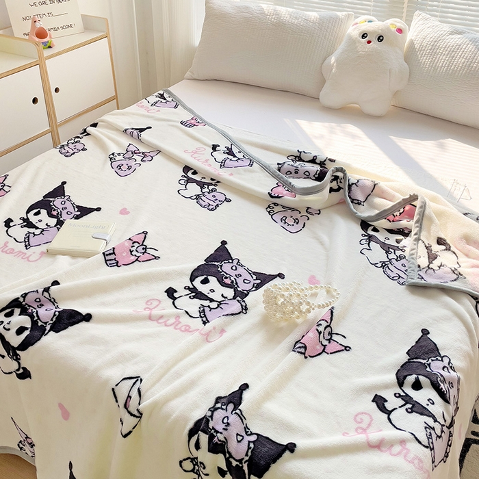 91家纺网 家纺一手货源 找家纺 港岛妹妹 2025新款三丽鸥牛奶绒毛毯毯子 波点库洛米