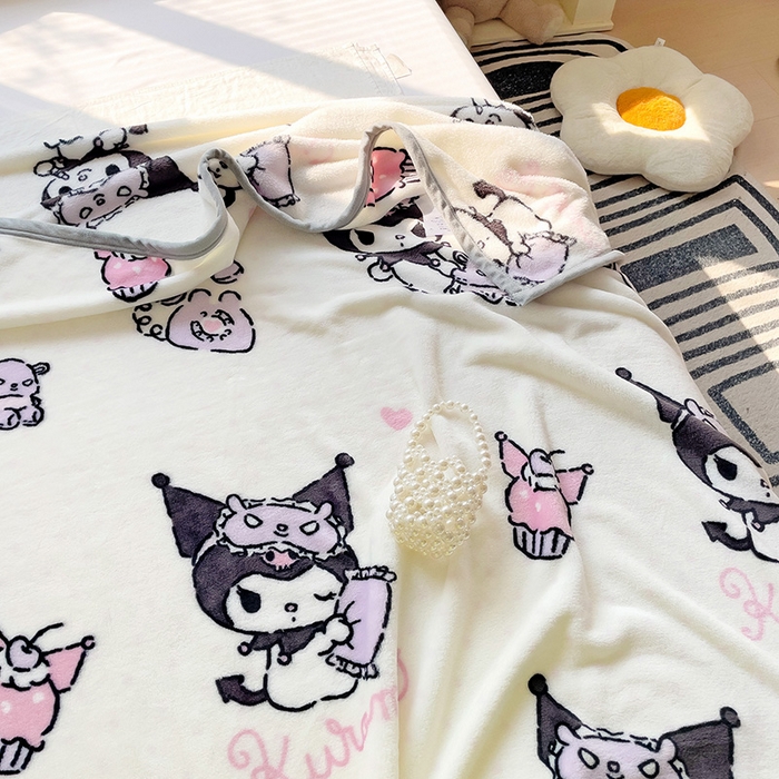 91家纺网 家纺一手货源 找家纺 港岛妹妹 2025新款三丽鸥牛奶绒毛毯毯子 波点库洛米