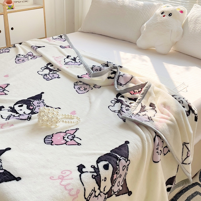 91家纺网 家纺一手货源 找家纺 港岛妹妹 2025新款三丽鸥牛奶绒毛毯毯子 波点库洛米