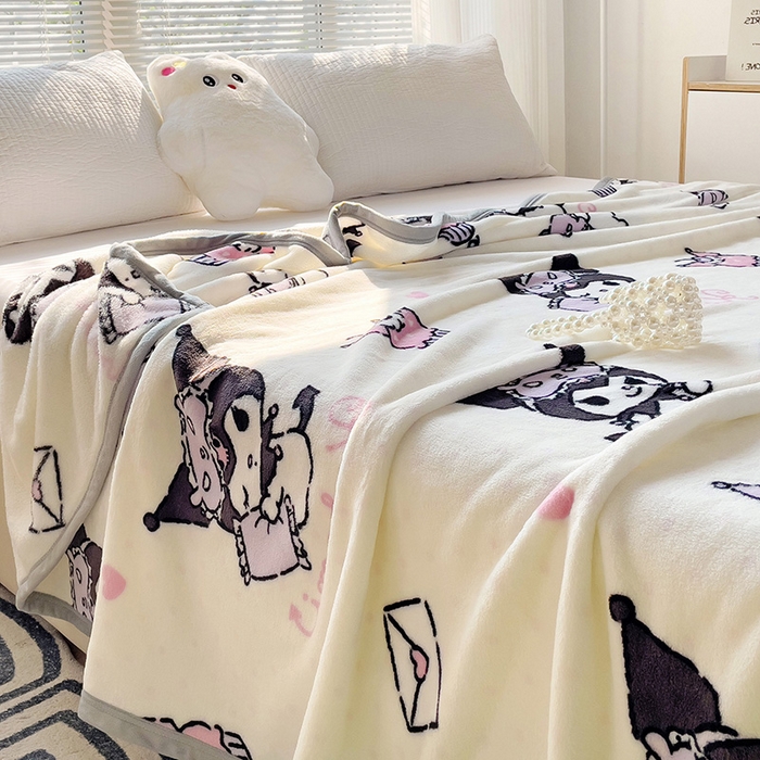 91家纺网 家纺一手货源 找家纺 港岛妹妹 2025新款三丽鸥牛奶绒毛毯毯子 波点库洛米