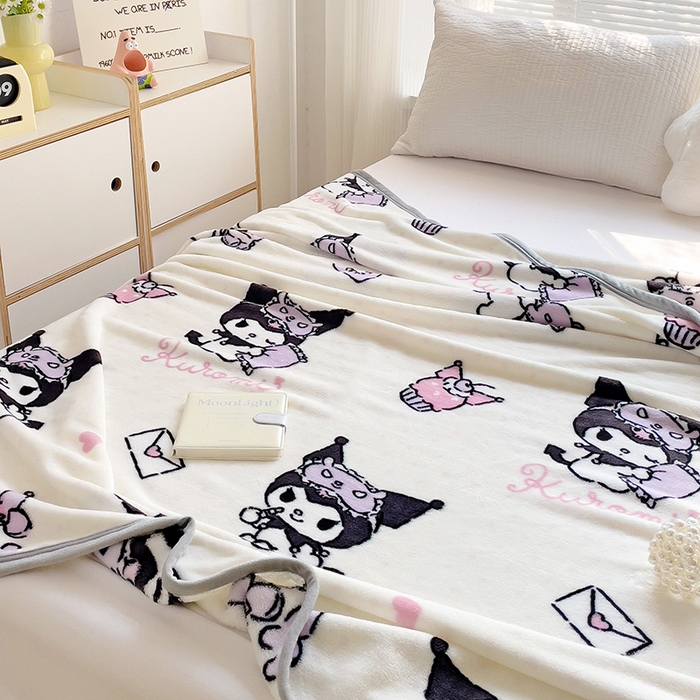 91家纺网 家纺一手货源 找家纺 港岛妹妹 2025新款三丽鸥牛奶绒毛毯毯子 波点库洛米