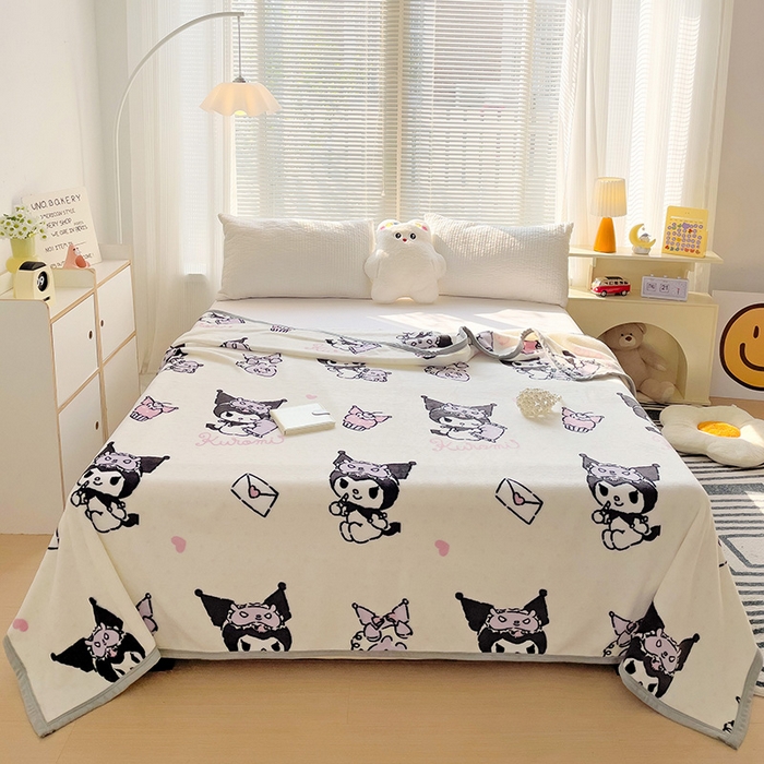 91家纺网 家纺一手货源 找家纺 港岛妹妹 2025新款三丽鸥牛奶绒毛毯毯子 波点库洛米