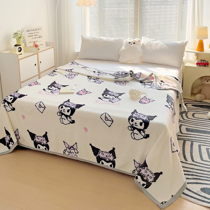 91家纺网 家纺一手货源 找家纺 港岛妹妹 2025新款三丽鸥牛奶绒毛毯毯子 波点库洛米