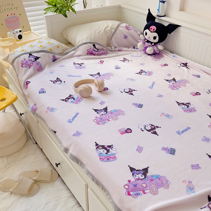 91家纺网 家纺一手货源 找家纺 港岛妹妹 2025新款三丽鸥牛奶绒毛毯毯子 潮流库洛米