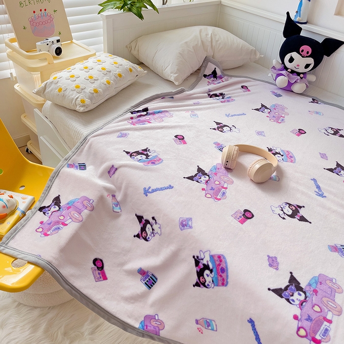 91家纺网 家纺一手货源 找家纺 港岛妹妹 2025新款三丽鸥牛奶绒毛毯毯子 潮流库洛米