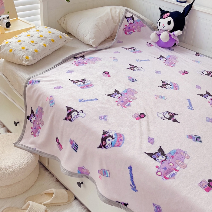 91家纺网 家纺一手货源 找家纺 港岛妹妹 2025新款三丽鸥牛奶绒毛毯毯子 潮流库洛米