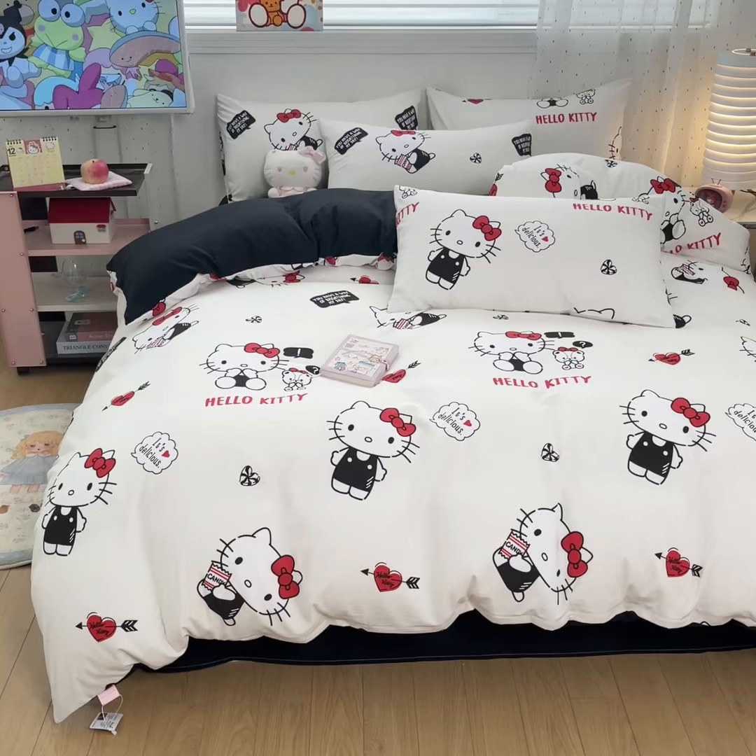 91家纺网 家纺一手货源 找家纺 （总）港岛妹妹 2025新款云朵水洗工艺三丽鸥四件套