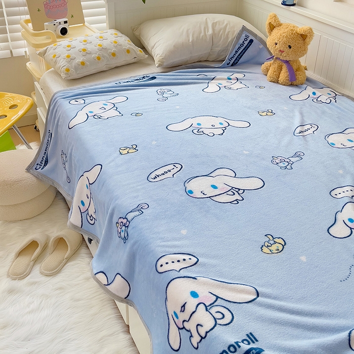 91家纺网 家纺一手货源 找家纺 港岛妹妹 2025新款三丽鸥牛奶绒毛毯毯子 牛奶玉桂狗