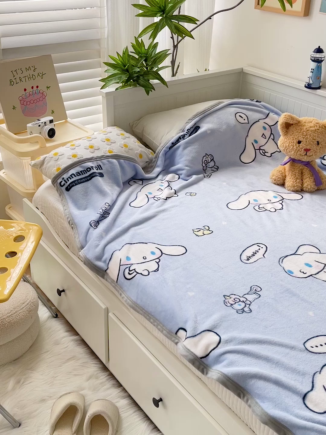 91家纺网 家纺一手货源 找家纺 港岛妹妹 2025新款三丽鸥牛奶绒毛毯毯子 牛奶玉桂狗