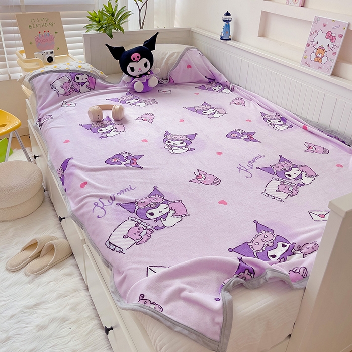 91家纺网 家纺一手货源 找家纺 港岛妹妹 2025新款三丽鸥牛奶绒毛毯毯子 信封库洛米