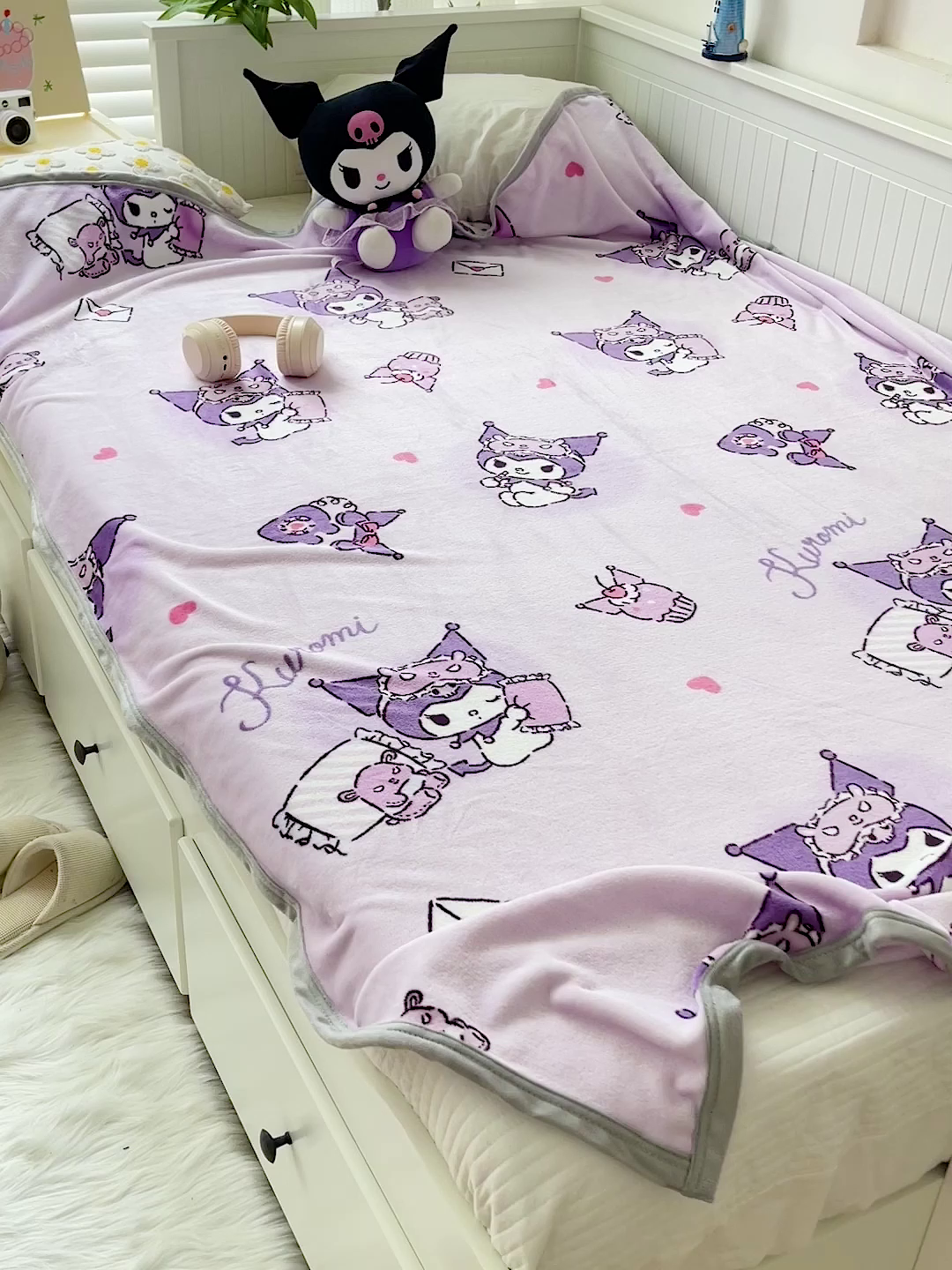 91家纺网 家纺一手货源 找家纺 港岛妹妹 2025新款三丽鸥牛奶绒毛毯毯子 信封库洛米