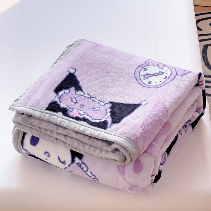 91家纺网 家纺一手货源 找家纺 港岛妹妹 2025新款三丽鸥牛奶绒毛毯毯子 紫色库洛米