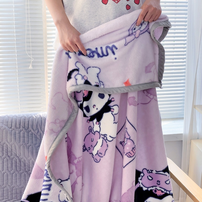 91家纺网 家纺一手货源 找家纺 港岛妹妹 2025新款三丽鸥牛奶绒毛毯毯子 紫色库洛米