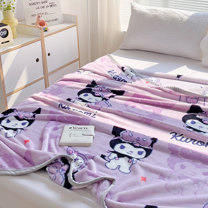 91家纺网 家纺一手货源 找家纺 港岛妹妹 2025新款三丽鸥牛奶绒毛毯毯子 紫色库洛米