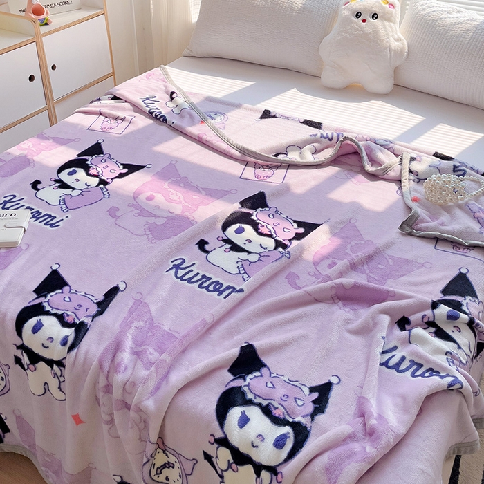 91家纺网 家纺一手货源 找家纺 港岛妹妹 2025新款三丽鸥牛奶绒毛毯毯子 紫色库洛米