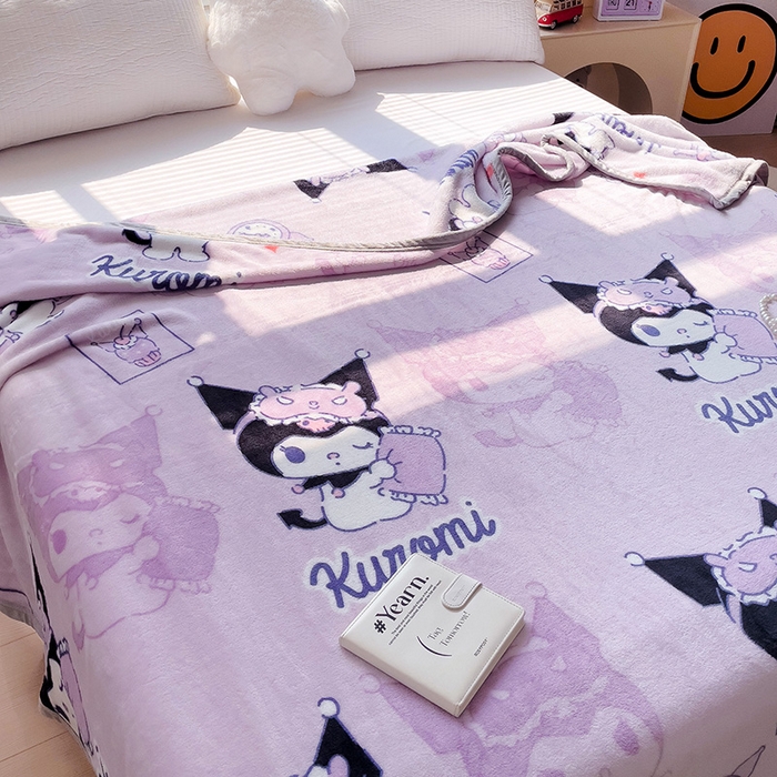 91家纺网 家纺一手货源 找家纺 港岛妹妹 2025新款三丽鸥牛奶绒毛毯毯子 紫色库洛米