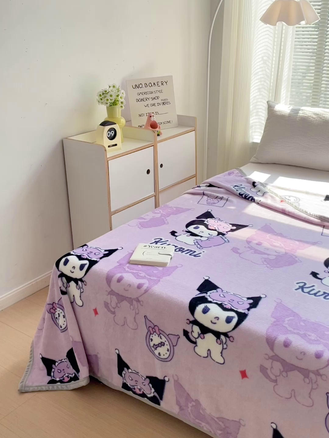 91家纺网 家纺一手货源 找家纺 港岛妹妹 2025新款三丽鸥牛奶绒毛毯毯子 紫色库洛米