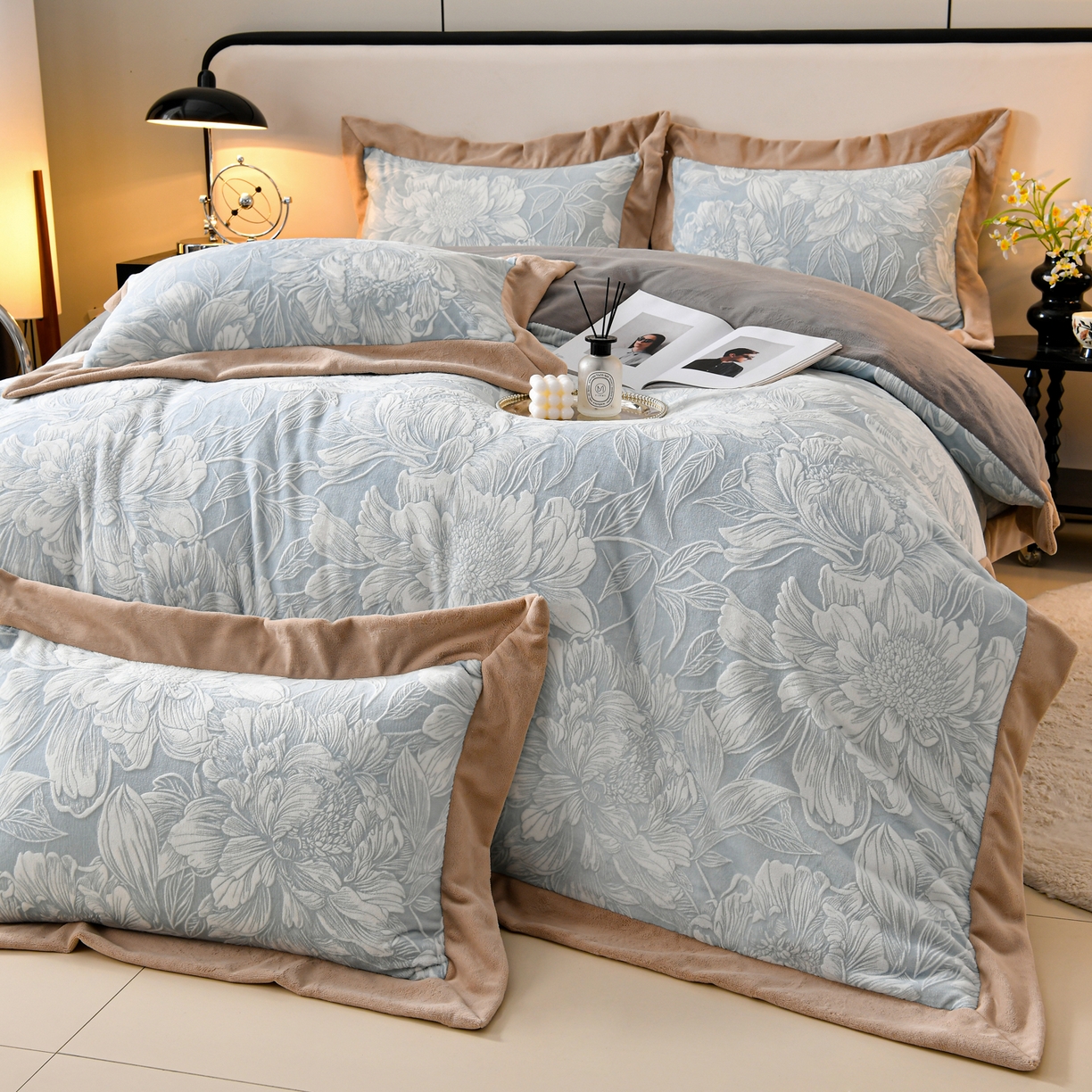 湘雪家居  2025新款高克重雕花牛奶绒四件套 梦娜-宾利兰