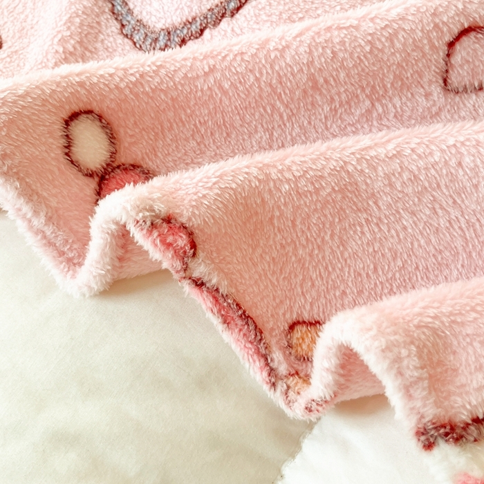 91家纺网 家纺一手货源 找家纺 川悦生活 2025新款高克重双面雪花绒印花毛毯三件套 毛毯蜜语奶兔